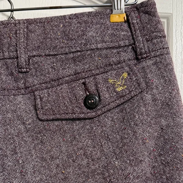 American Eagle Purple Tweed Wool Micro Mini Low Rise Y2K Shorts Academia Preppy - Image 4