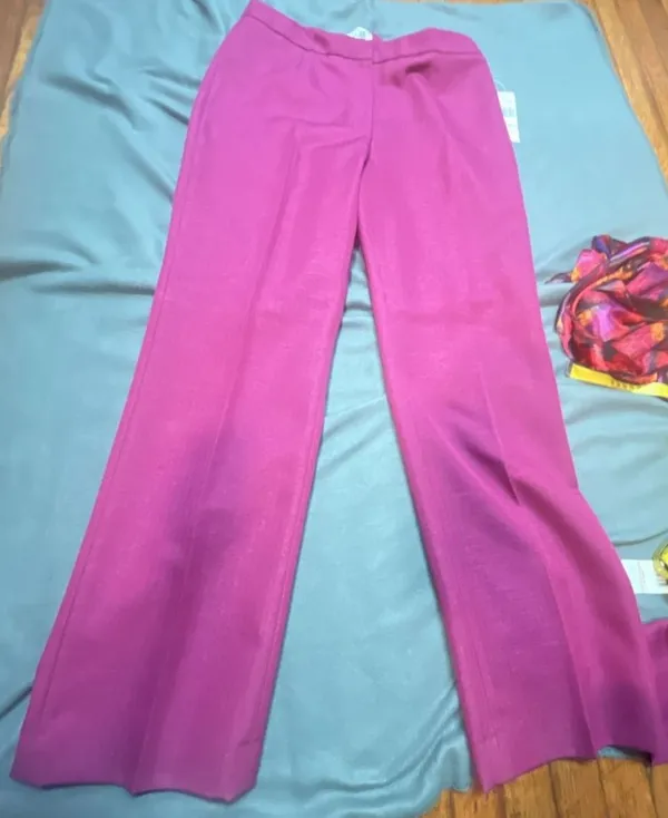 Le Suit Women's Three-Piece Pant Suit with Scarf Wild Rose Size 12 - Image 10