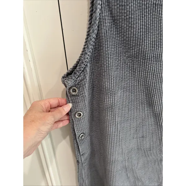 Northern Isles Wide‎ Wale Corduroy Sleeveless Maxi Dress Gray Modest Minimalist - Image 2