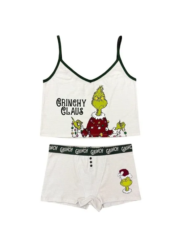 The Grinch Holiday Christmas Cami Crop Top 94747077 Green Multi XS - Image 6