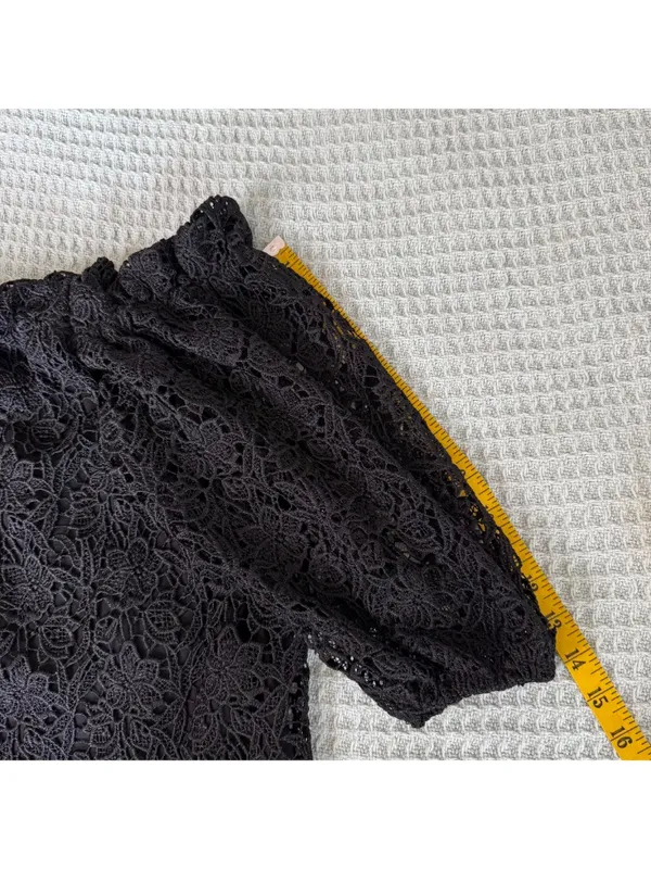 NWT Maeve Anthropologie Lace Off The Shoulder Blouse Womens Small Black Goth - Image 7