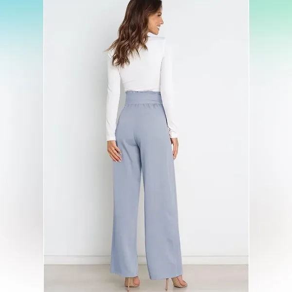 Light Blue Women's High-Waisted Dressy Pants - Image 9