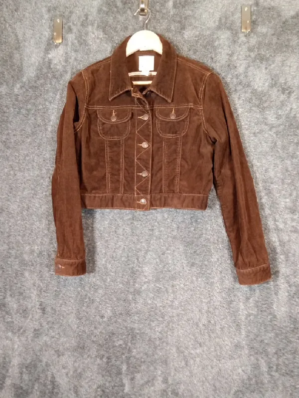 Old Navy Brown Corduroy Cropped Jacket Vintage Y2k Layering Womens S - Image 4