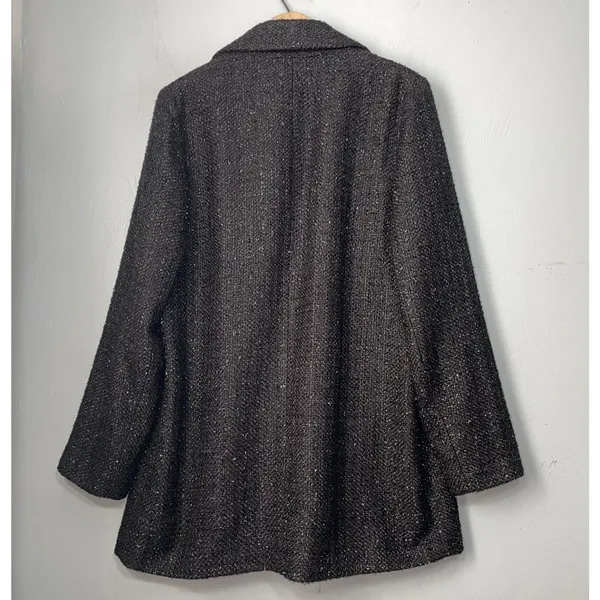 Black Silver Sparkle Tweed Jacket Women Size US 10 12 Formal Coat Event Evening - Image 6