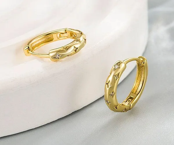13mm Star Small Gold Hoop Earrings for Women Men - Image 3
