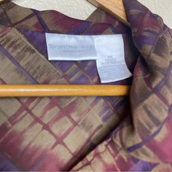 Worthington‎ Plaid Shirt in Purple and Brown Lightweight 18W - Image 4