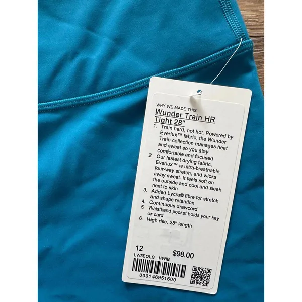 Lululemon Wunder Train High Rise 28” Hawaiian Blue Size 12 NWT - Image 5