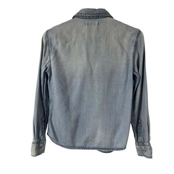 Mango Faded Denim Shirt 90s Model Off Duty XXS - Image 3