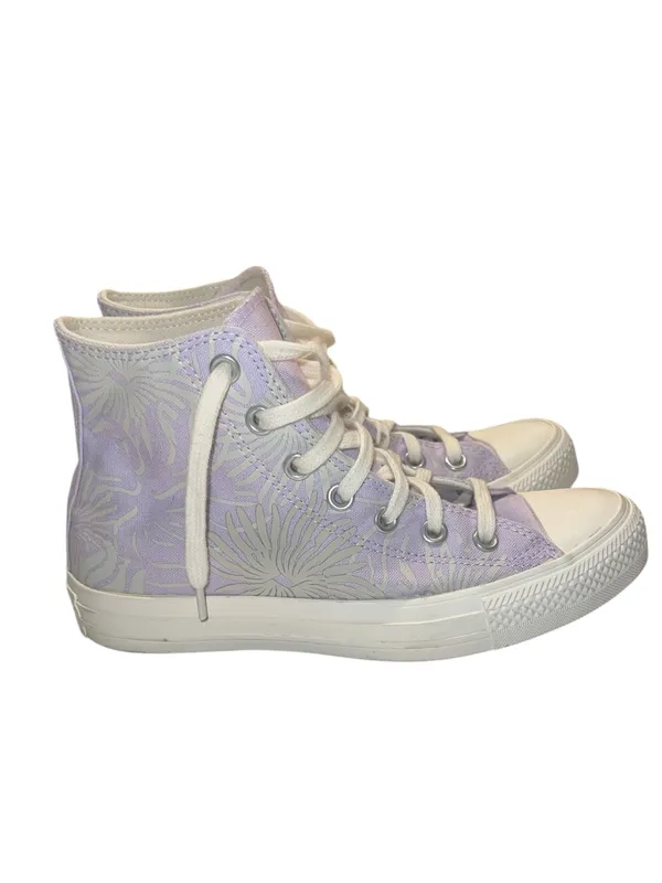 Converse Lavender Palm/floral print High Top Sneakers - Image 2