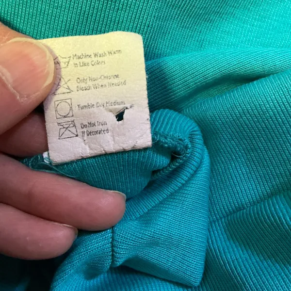 Vintage 80s Teal Gold Glitter Geometric Graphic Top Metallic Print Shirt - Image 4