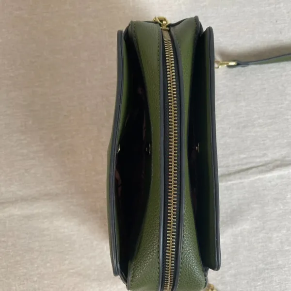 Olive Green Vegan Leather Camera Bag Crossbody Purse - Image 7
