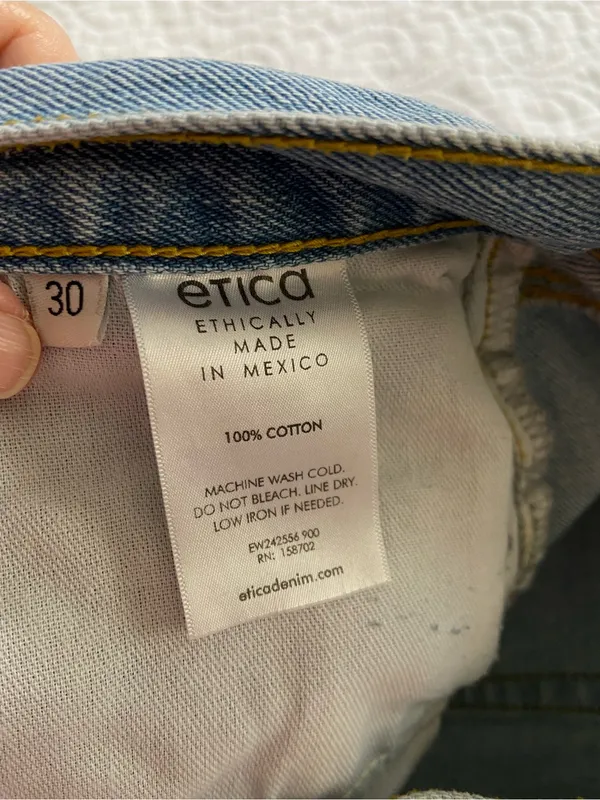 Etica Light Blue 100% Cotton High Waisted Button Fly Wide-Leg Jeans - Image 5
