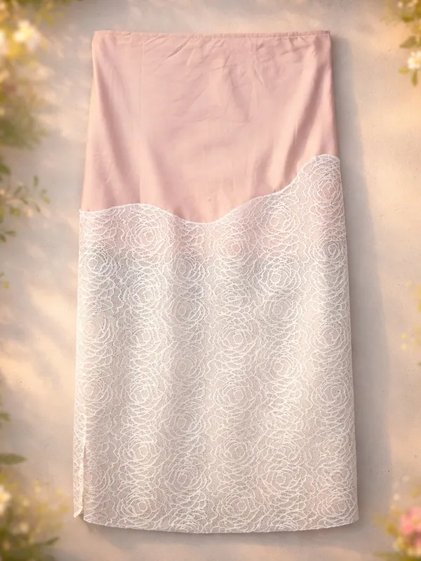 Free People Intimately Pink Lace Satin Midi Skirt Slip NWT Medium - Image 6