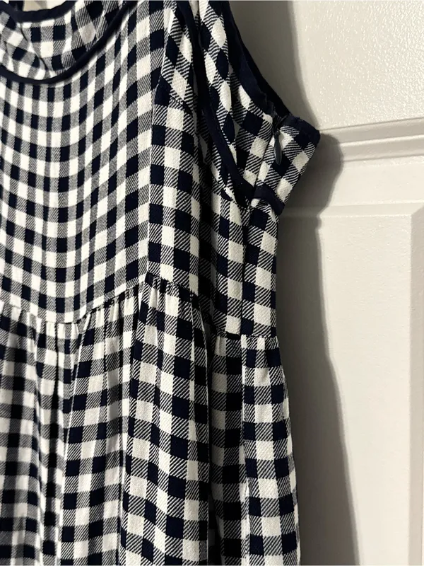 Crown & Ivy Preppy Navy White Gingham Cottagecore Tiered Maxi Summer Sundress 16 - Image 5