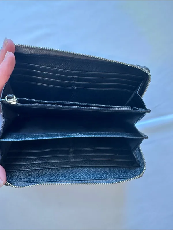 COACH Black Textured Leather Zip Wallet - Image 7