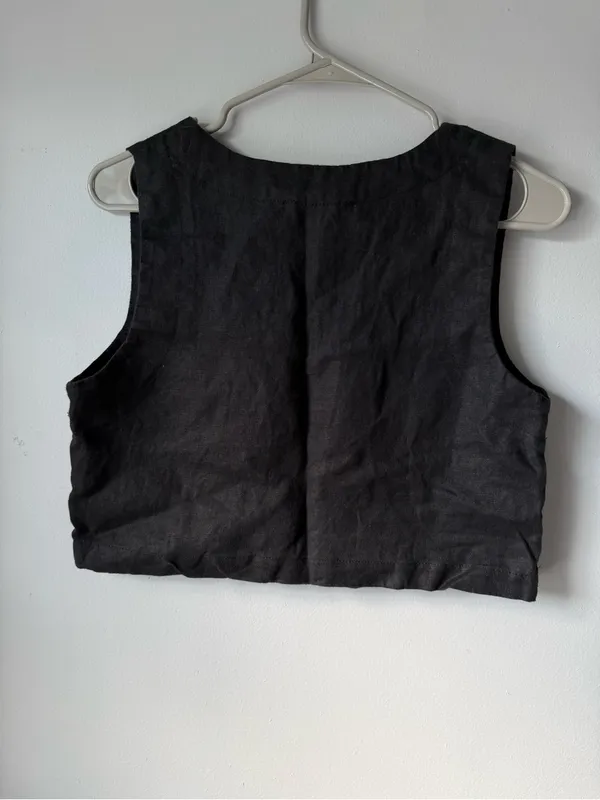 PETAL & PUP Black Cropped Tank Cotton Top Square Neck Boxy Tank Top Black 4 S M - Image 4