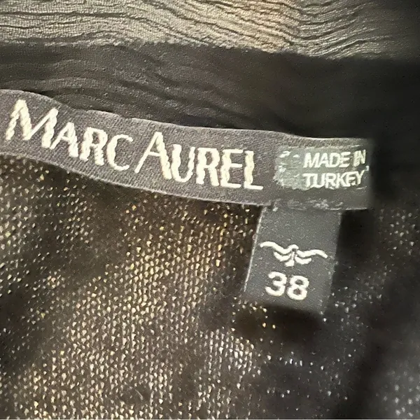 Marc Aurel Sheer Black Drape Front Sleeveless Knit Top Size 38 Medium - Image 5
