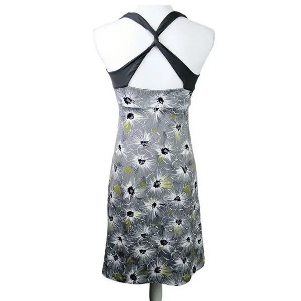 Patagonia Morning Glory Floral Dress Sz Small Gray White Stretch Sporty Active - Image 2