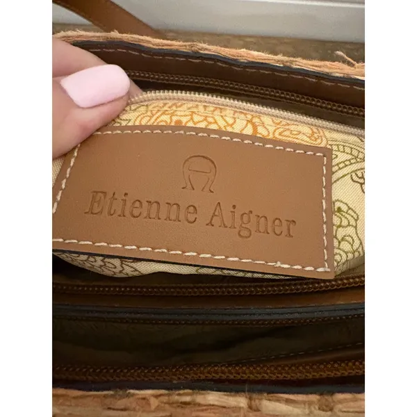 Vintage Etienne Aigner Woven Straw Leather Trim‎ Shoulder Bag Purse Designer - Image 6