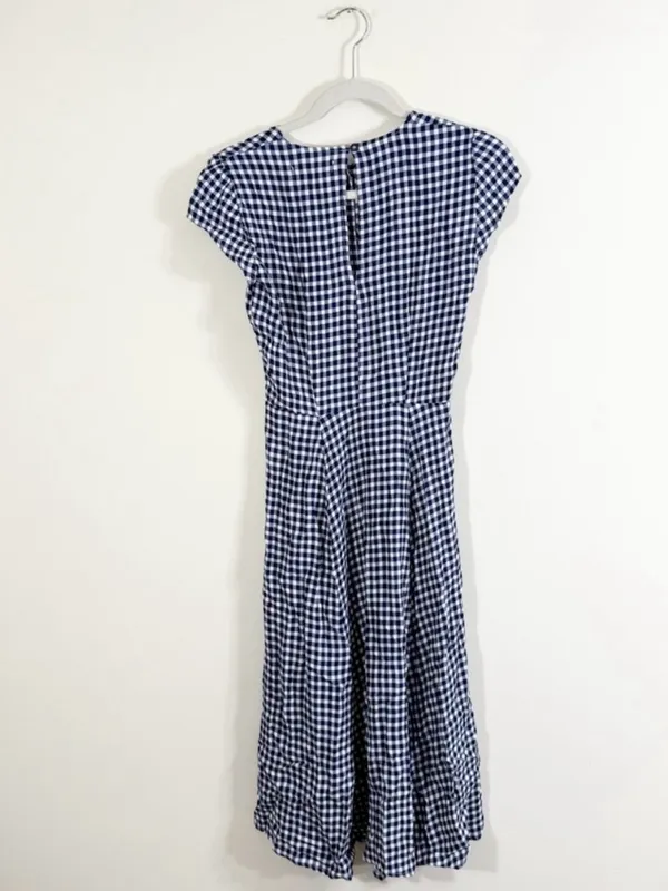 Reformation Fauna Blue Plaid Gingham Button Front Midi Dress Size 0 - Image 5