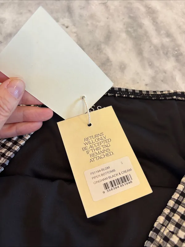Posse Black and White Gingham High-Waist Bikini Bottoms - Image 3