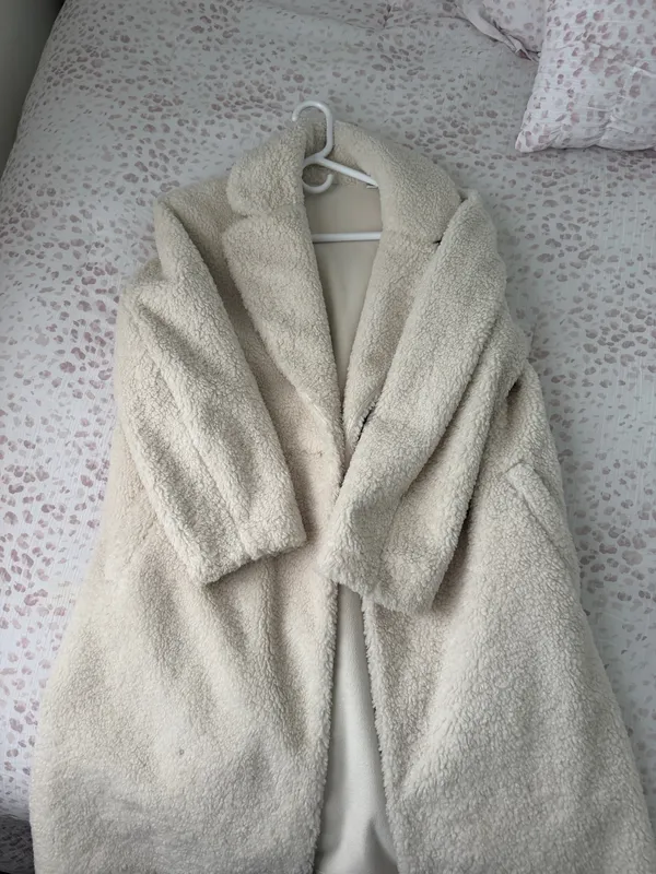 Cream fur jacket long  - Image 3