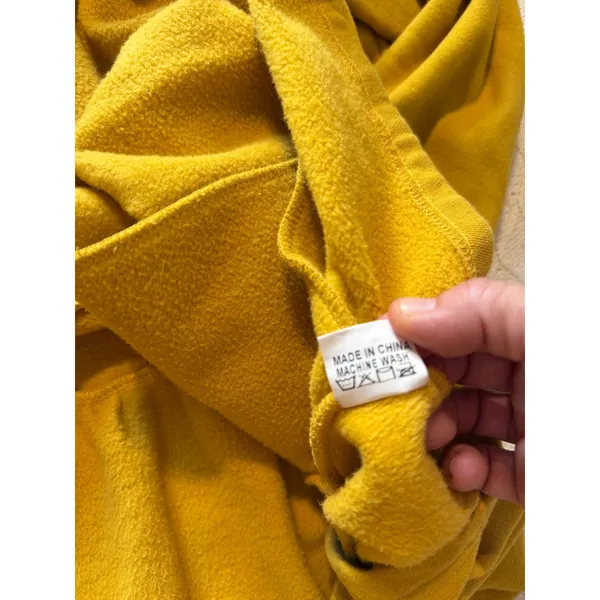 Karlie Mustard Yellow Sweatshirt Dress Tiered Ruffle Cotton Medium - Image 8