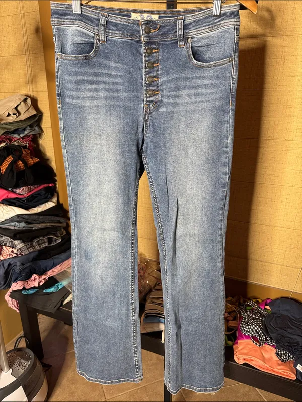 Free People We The Free High Rise Button Fly Bootcut Jeans Size 30 Blue - Image 2