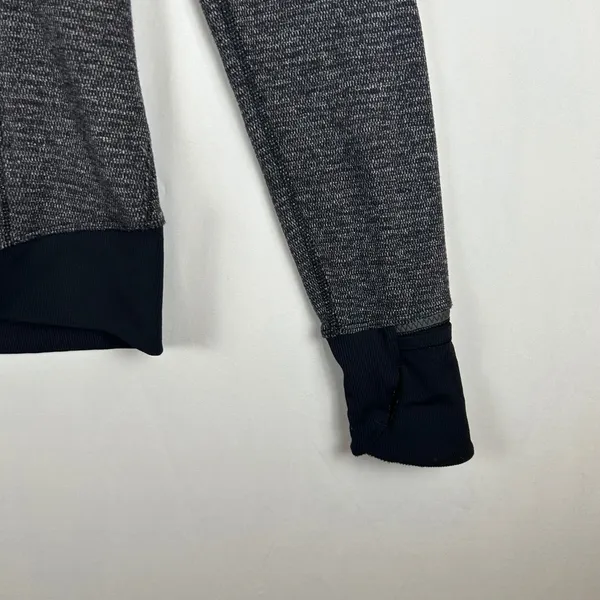 Lululemon Rest Less 1/4 Zip Pullover Black White Thumbholes Size 10 - Image 8