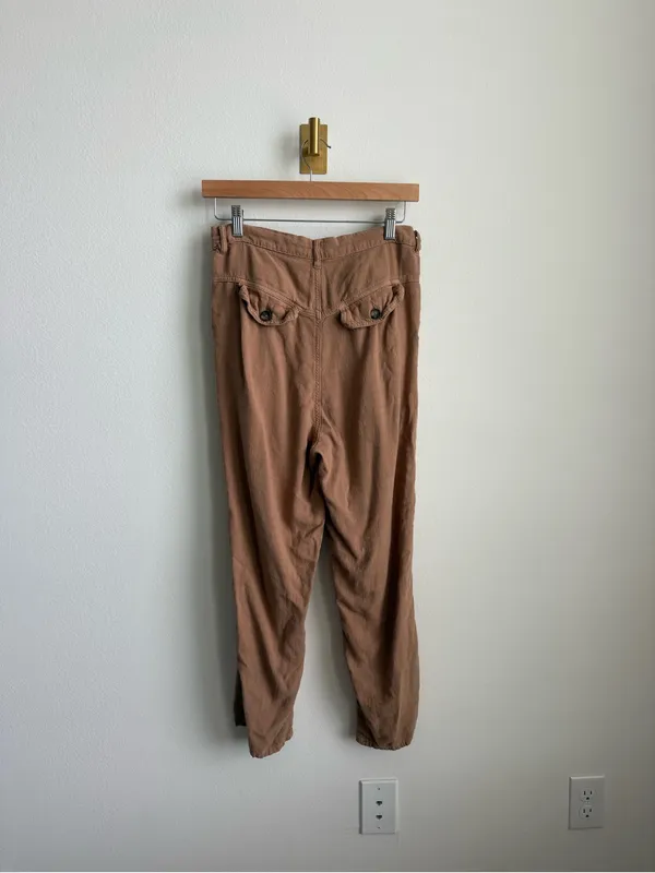 Free People Faded Love Linen Blend Trousers Camel Brown Women's 28 - Image 10
