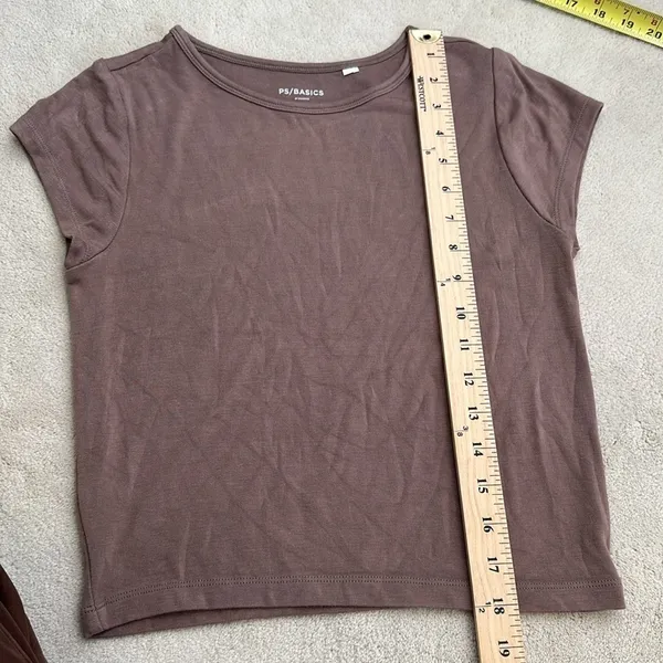 PS Basics by Pacsun Nicole Baby Short Sleeve Crew Neck Brown T-Shirt Medium Y2K - Image 9