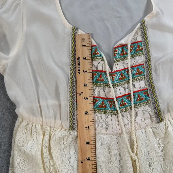 Flying Tomato Mini Dress Sheer Lace Womens Small Boho Tassel Peasant Embroidered - Image 8