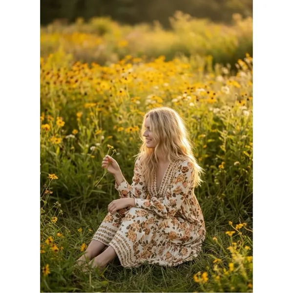 Free People Ethereal Dainty Row of Roses Floral Maxi Dress Size Small - Image 3