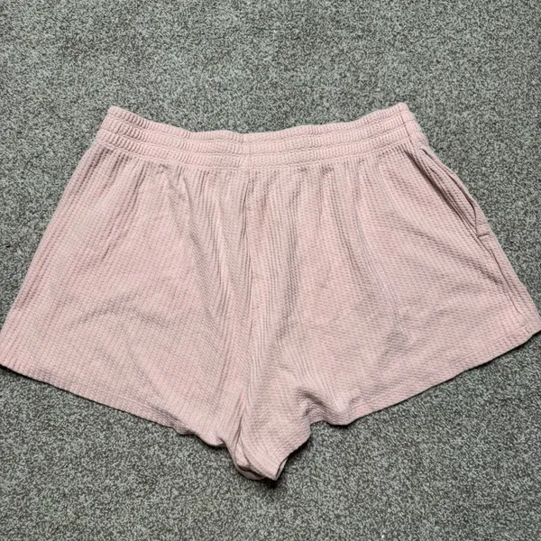 Old Navy Women's Pink Waffle Knit Pajama Set Top & Shorts - Image 4