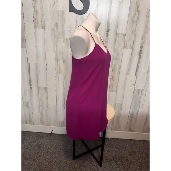 Express Shift Dress Womens Small Magenta Purple V-Neck Halter Strappy Keyhole Ba - Image 3