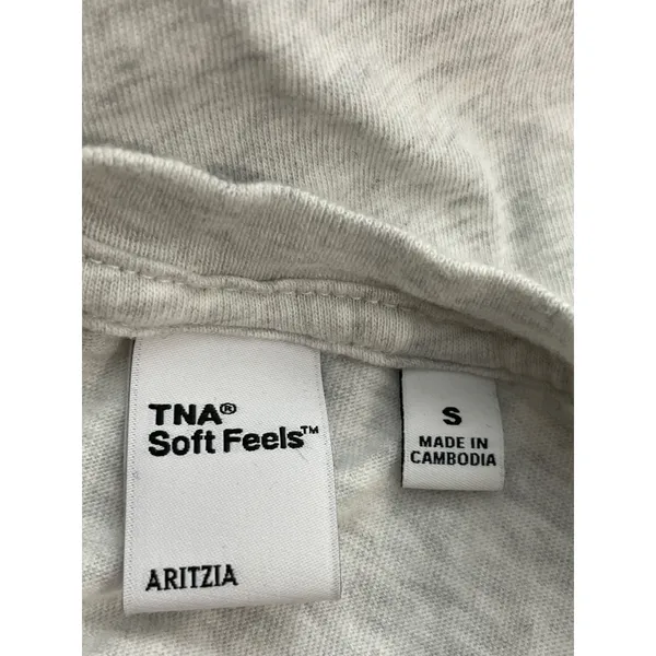 Aritzia TNA Soft Feels Gray Crew Neck Short Sleeve Crop Boxy Tee T-Shirt Top S - Image 5