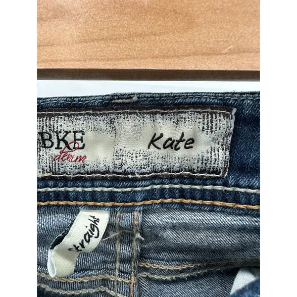 BKE Denim Kate Straight Leg Dark‎ Wash Blue Jeans Womens Size 25 x 29.5 Short - Image 6