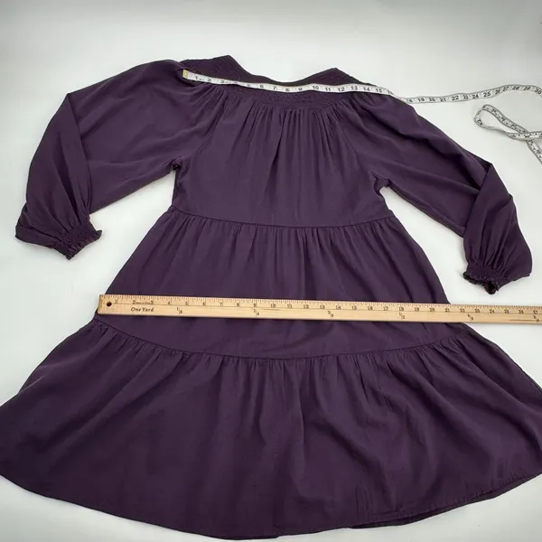 Old Navy Dress Womens XS Purple Tiered Smocked Yoke Mini Long Sleeve Peasant NWT - Image 11