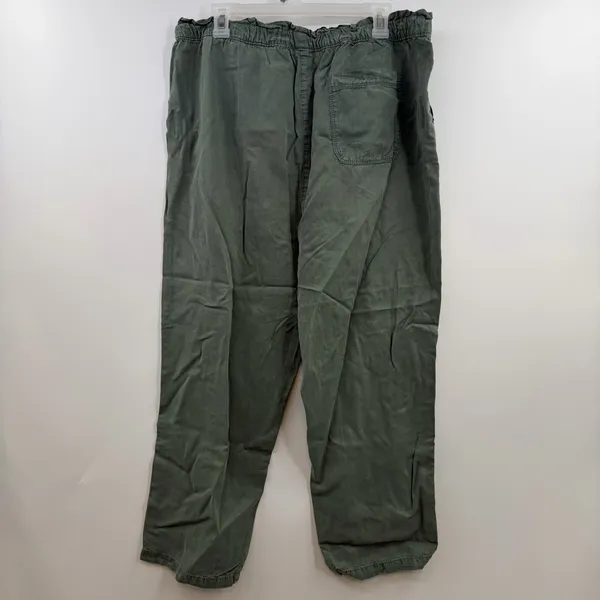Aerie Lyocell Paperbag Wide Leg Pants XL Olive Green Pull On NWT - Image 3
