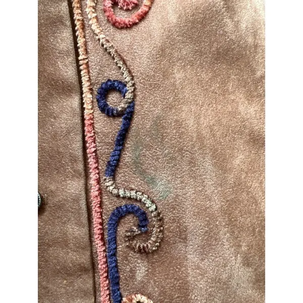 Vintage Ali Miles Brown Suede-Look Embroidered Vest Western Boho USA Made Size M - Image 5