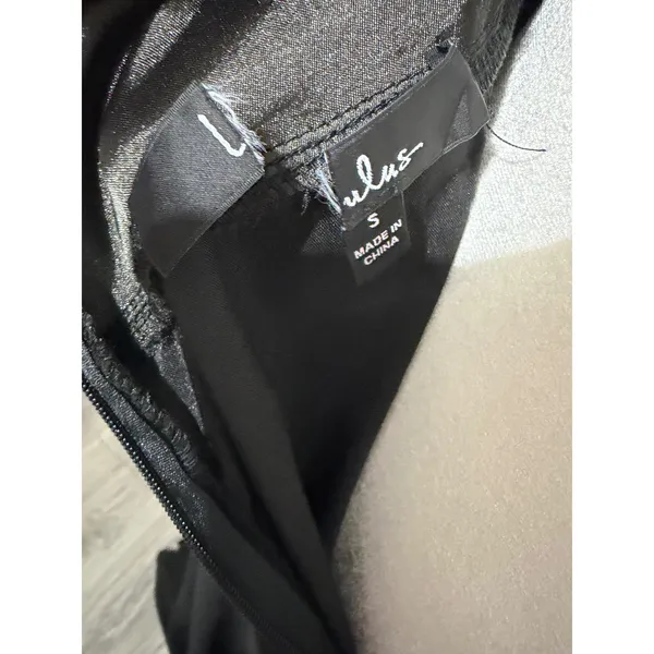 Lulus Black Sparkly Chiffon Maxi Dress Small Square Neck Open Back Side Slit - Image 7