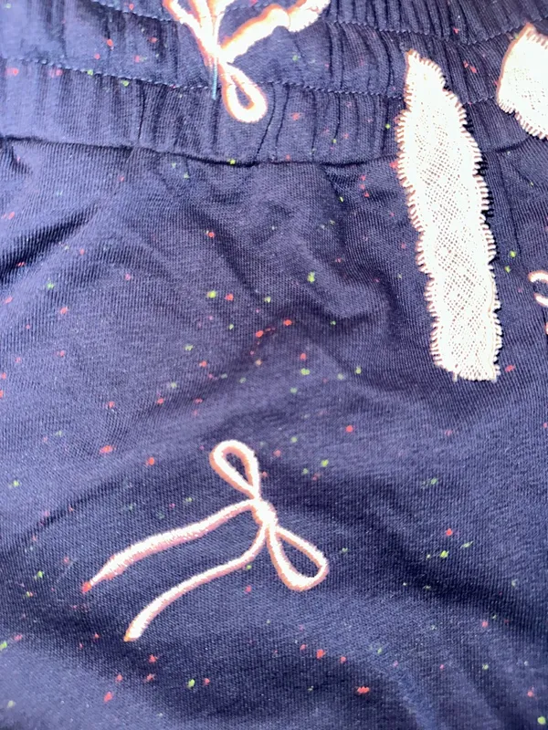 umgee Women’s Navy with embroidered pink bow Knit Shorts - Image 3