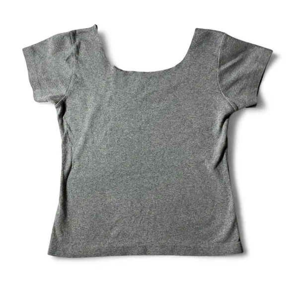 Gray First Lady‎ Short Sleeve Scoop Neck Top Tee Basic Casual - Image 2