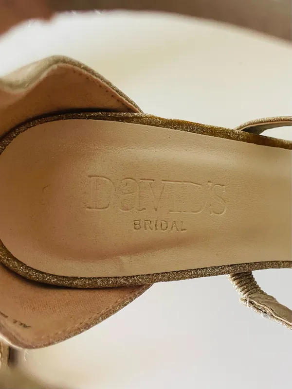 David's Bridal Callista Gold Glitter Block Heel Sandals Strappy Wedding Prom 6.5 - Image 5