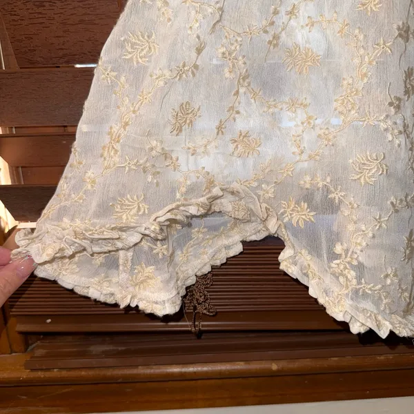 NWT $68 Anthropologie Ivory-Colored Lace Detailing Mini Pull-On Skirt XS - Image 9