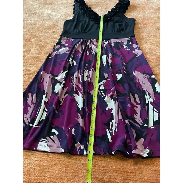 Apt. 9 Faux Wrap Purple Floral Dress Stretch Sleeveless M - Image 3