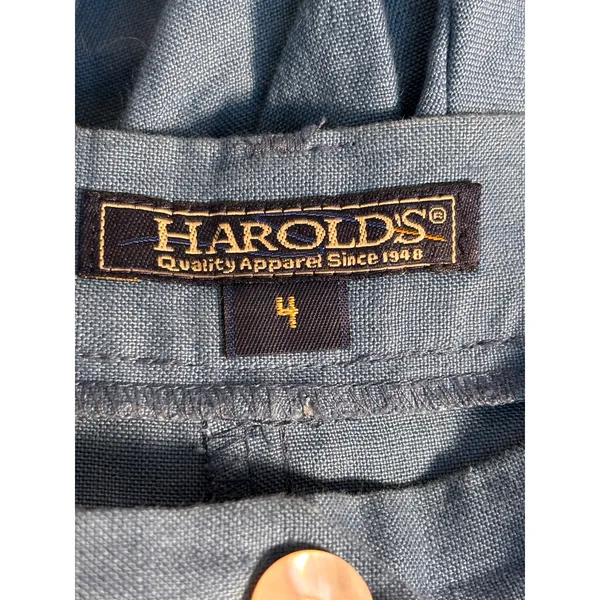 Vintage Harolds Blue Linen Shorts‎ High Waist Pleated Minimalist 90s Nautical - Image 6