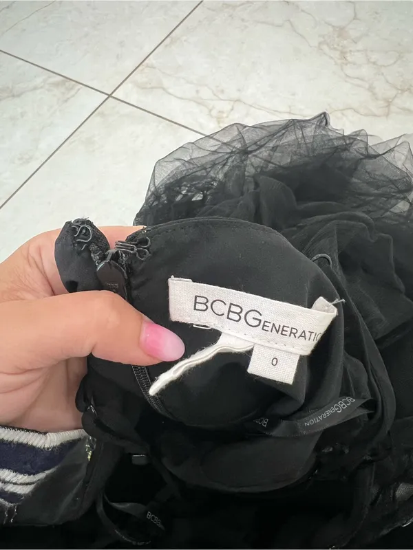 BCBGeneration Black Tulle Mini Dress Size 0 US - Image 5
