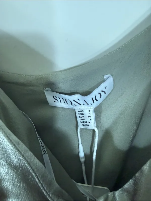 NWT Shona Joy La Lune Ruched Maxi Dress Sage Green Size 4 - Image 4