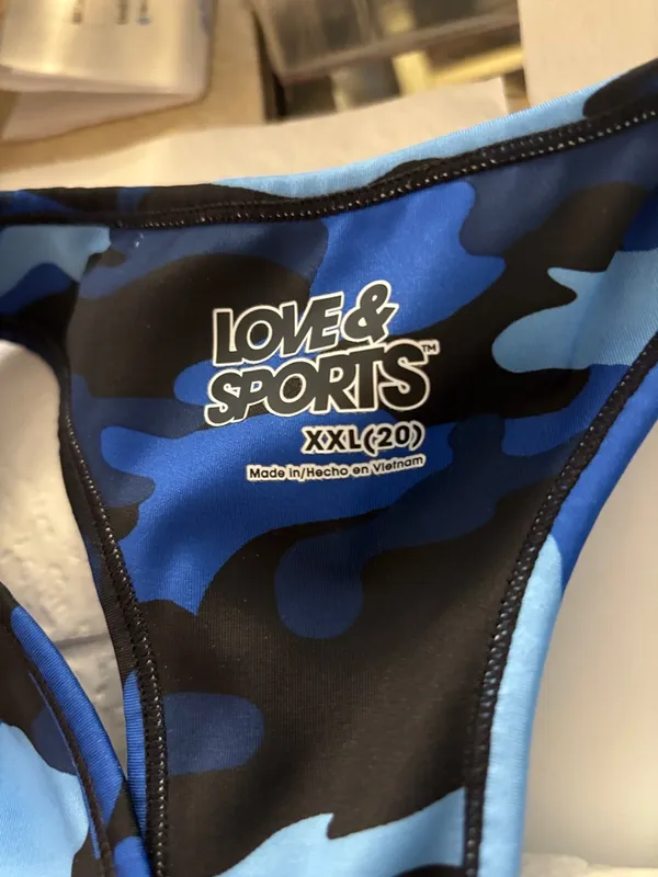 FINAL MARKDOWN Love & Sports Blue Camo Sports Bra XXL - Image 2